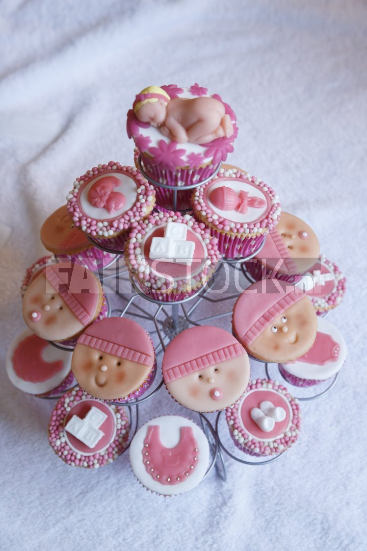 Roze Taartenbord voor Babyshower