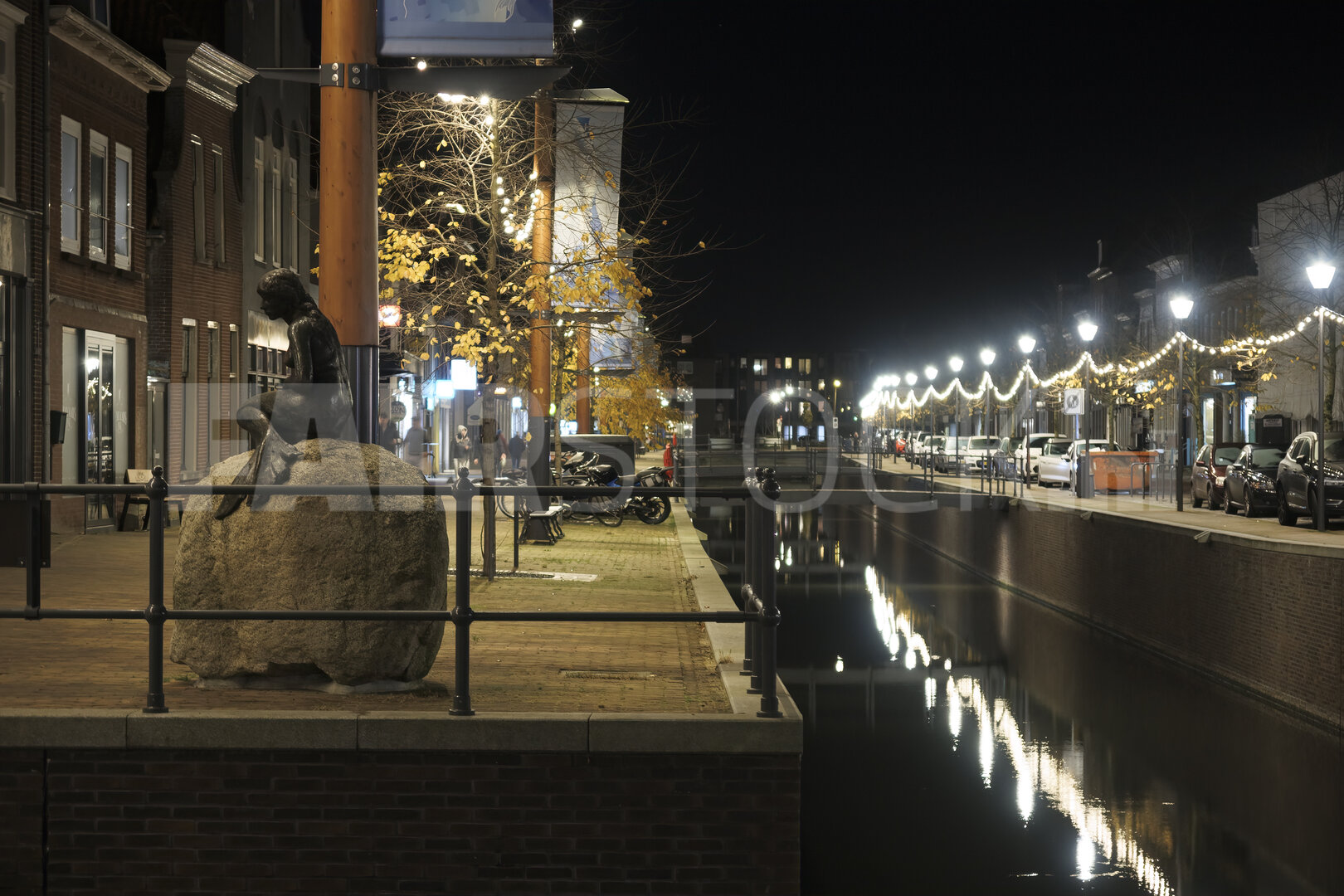 Nighttime view of Zevenbergen in Noord-Brabant showcasing a tran